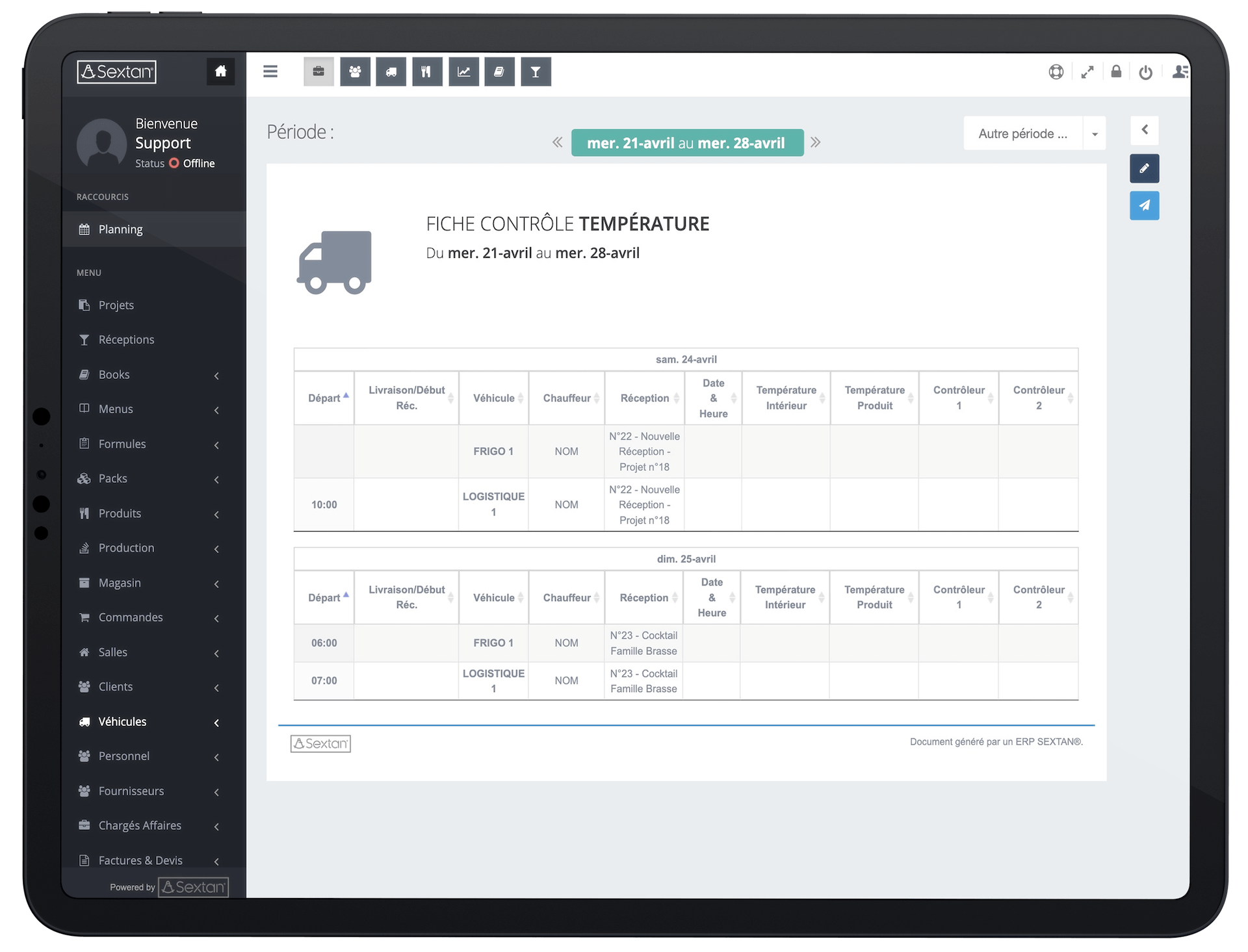 Module Véhicules - Planning et gestion du parc automobile